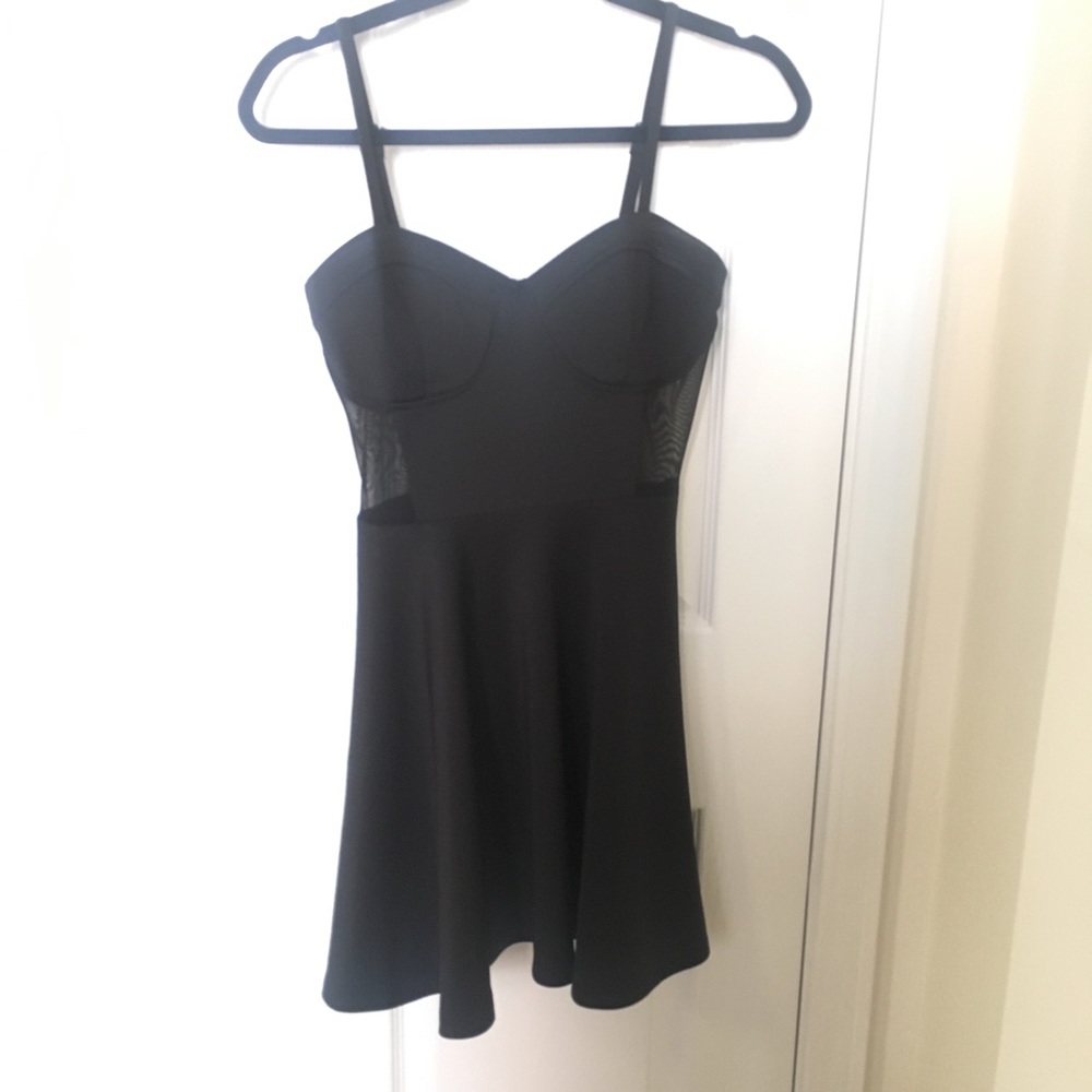 Bustier Style Skater Dress with Mesh Cutouts